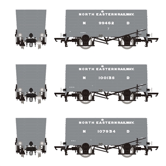 20 ton Diag P8 Coal Hopper wagons in NER grey (1904 to 1910 condition) - pack of 3