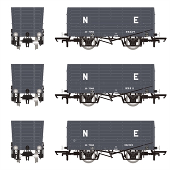 20 ton DGM 12 Coal Hopper wagons in LNER grey - pack of 3