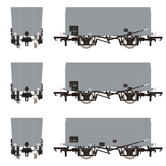 20 ton DGM 12 Coal Hopper wagons in BR grey with black panels - pack of 3