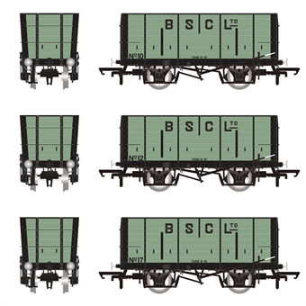 20 ton BSC (Internal User) Coal Hopper wagons in pale green with black ironwork - pack of 3