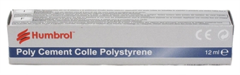 12ml tube of Humbrol Polystyrene Cement. Use for plastic kits and polystyrene
