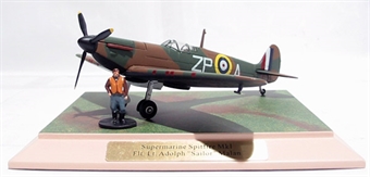 Supermarine Spitfire Mk IA Royal Air Force ZP-A Flt Lt Adolf Malan, No74 Squadron (W/Diorama Base and Pilot Figure)