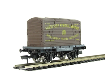 Conflat wagon and container in GWR "Furniture Removal Service" brown - 39024