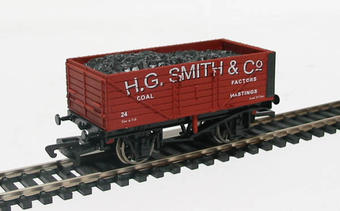 7-plank open coal wagon in red - H.G. Smith, Hastings - No. 24