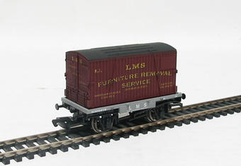 Conflat wagon N300478 with furniture container LMS