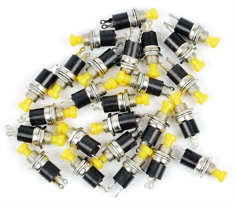 Single pole Push to make switches - yellow - pack of 25