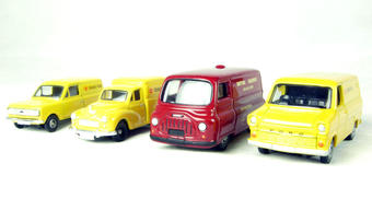 British Rail 4 van set with Transit van,Bedford HA van,Minor van and Austin J2 van. Non limited