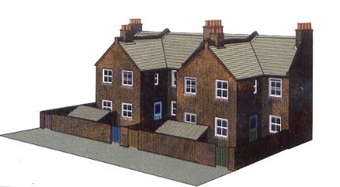 4 Redbrick terraced house backs (low relief)