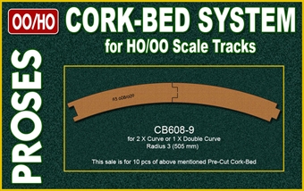 Pre Cut Cork Bed for R608 609 R3 Curve Tracks x 10