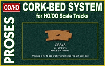 10 x Pre Cut Cork Bed for R643 Curve Track