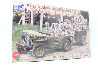British Airborne Troops Riding In 1/4 ton Truck & Trailer