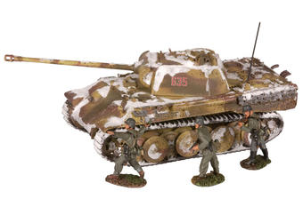 Panther Ausf.G tank & 3 German Infantry figures, German Army, Ardennes 1944
