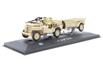 WW2 USA Willys Jeep CJ-2A with trailer and soldier - Dark Green