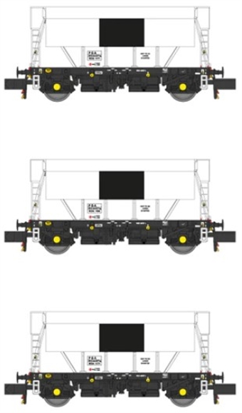 PGA 51 ton hopper wagons in plain white with black patch - pack of 3 - Exclusive to Rails of Sheffield