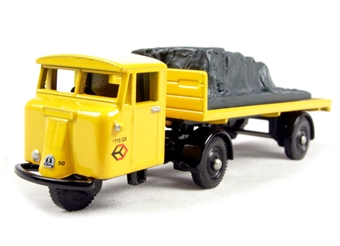 Scammell Mechanical Horse Flatbed Trailer/Load in British Rail yellow with Railfreight emblems