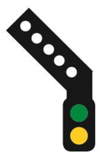 One Touch two aspect distant signal with left hand feather indicator (green/yellow) - DCC fitted