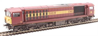 Class 58 58039 in EWS red and gold - weathered