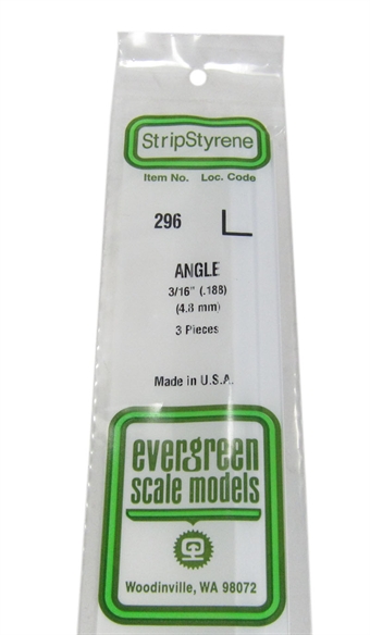 3/16" Right angle ('L') section 3 per pack