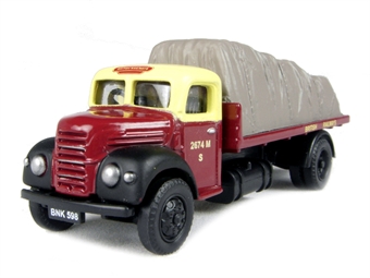 Ford Thames ET6 flatbed with sheeted load in "British Railways" livery