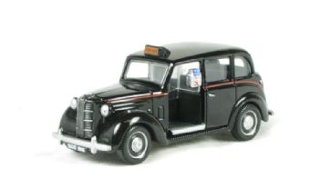 Austin FX3 London Taxi in Black with Red Coachlines and Chrome wheel trim.