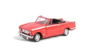 Triumph Vitesse convertible in racing red, hood down with opening bonnet