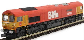 Class 66/7 66783 "The Flying Dustman" in Biffa red livery with GBRf branding
