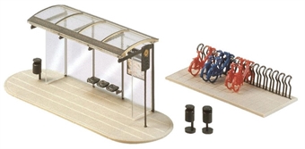 Modern bus shelters and bicycle stands - plastic kit