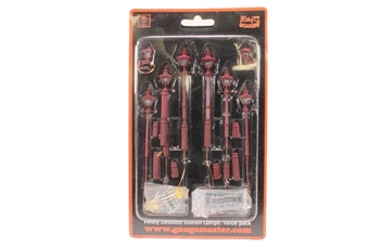 Pack of six Taper Post oil lamps and two wall lamps - LMS maroon