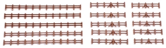 Lineside rail fencing in brown - pack of 5 86mm lengths
