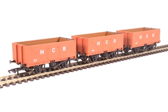 Pack of three 7-plank open wagons "National Coal Board"