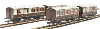 Pack of 4 coaches (4BT, 4T, 6C123, 6BT) in LNWR livery