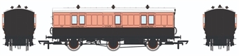 6 wheel full brake in LSWR Salmon and Brown - with working lighting