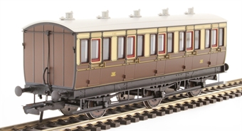 6 wheel 2nd 105 in GWR chocolate and cream - with working lighting