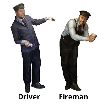 Crew set for P Class with driver and fireman in BR uniforms - unpainted - improved detail and surface finish