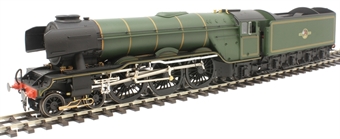Class A3 4-6-2 unnumbered with double chimney, banjo dome and unstreamlined corridor tender in BR green with late crest 1958