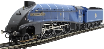 Class A4 4-6-2 60007 "Sir Nigel Gresley" in BR express blue with unstreamlined corridor tender - "Record Breaker"