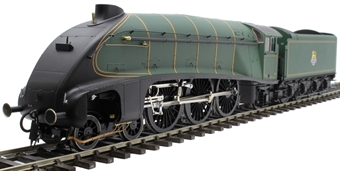 Class A4 4-6-2 unnumbered with single chimney and streamlined non-corridor tender in BR green with early emblem 1952-1957