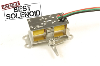 Solenoid point motor including pin extension and 2-way arm for use with points and signals - Exclusive to Hatton's