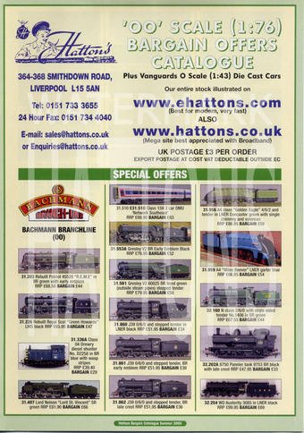 Hattons 8-page brochure - 00 scale bargains Summer 2003