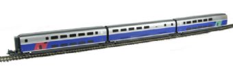 HST 'TGV Duplex' intermediate coaches of the French SNCF in blue & silver livery Epoch IV - Pack of 3