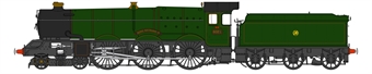 Class 6000 King 4-6-0 6021 "King Richard II" in GWR lined green with shirtbutton logo on tender (single chimney, original steam pipes & tapered buffers)
