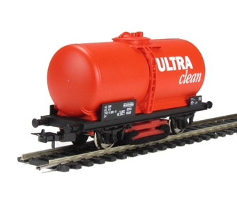 Rail cleaning wagon in Ultra Clean red livery