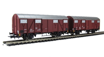 Italian set of 2 closed wagons type Hcqs-vwy for luggage transport FS