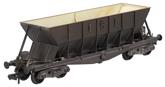ICI Hopper wagon 19116 in battleship grey body, underframes & bogies with PHV TOPS panel (black backing) - weathered. 1973 - 1992