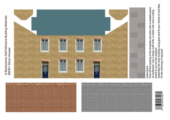 Self-adhesive Low relief building kit - Dressed stone houses - Pack of four A4 sheets