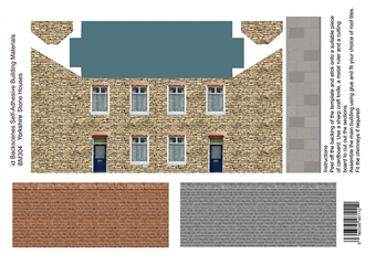 Self-adhesive Low relief building kit - Yorkshire stone houses - Pack of four A4 sheets