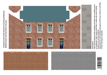 Self-adhesive Low relief building kit - Dark old brick houses - Pack of four A4 sheets