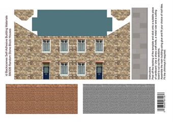 Self-adhesive Low relief building kit - Random stone houses - Pack of four A4 sheets