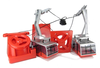 Set of 2 cable cars in red. Battery operated
