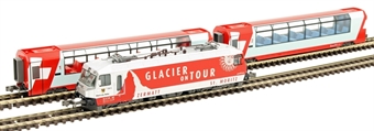 "Glacier Express" starter train set with Ge 4/4 locomotive, two coaches, oval of track and controller